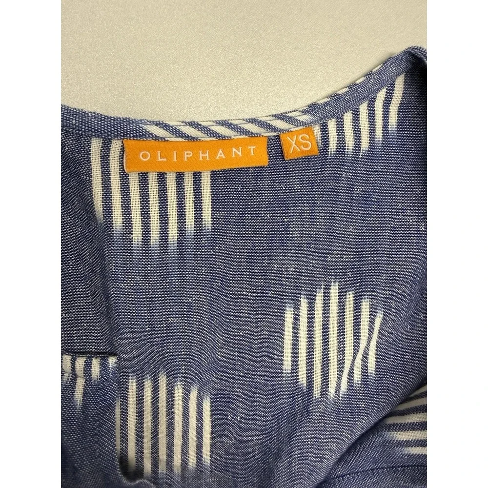 Oliphant Chatham Maxi Dress Blue White Ikat Cotton Tiered - XS